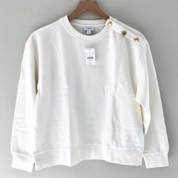 J.Crew Factory Button-shoulder Pullover Ivory - Picture 4 of 6